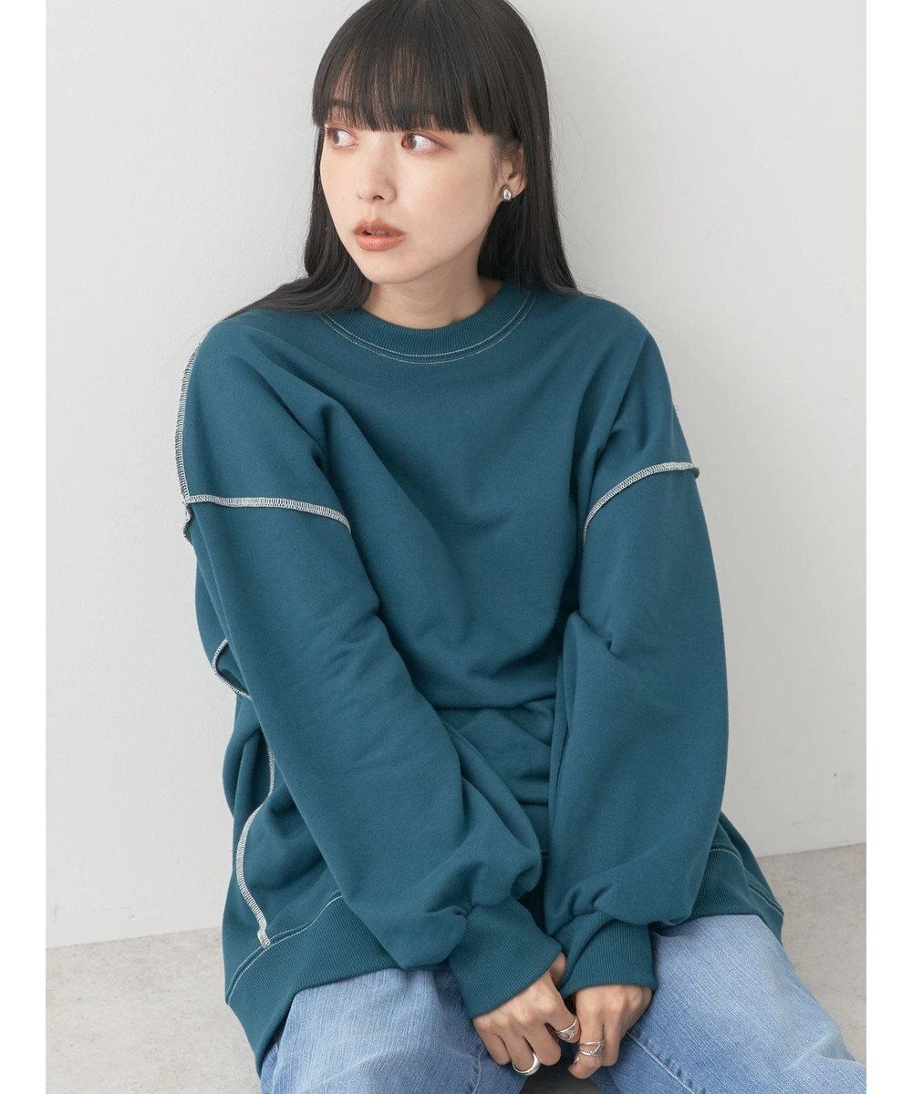 earth music&ecology 配色ルーズスウェット 