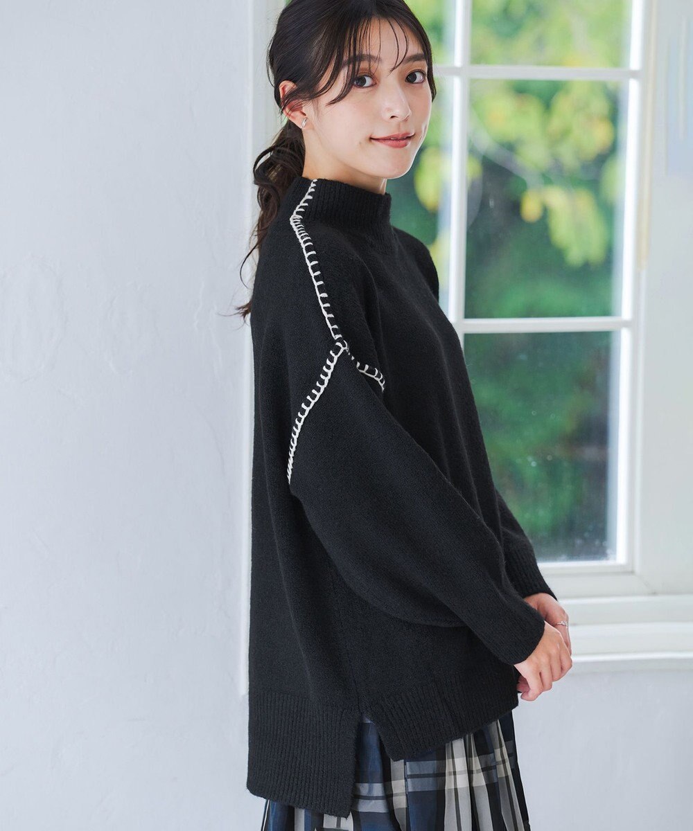 Tiaclasse 【洗える】配色ハンドステッチプルオーバー 