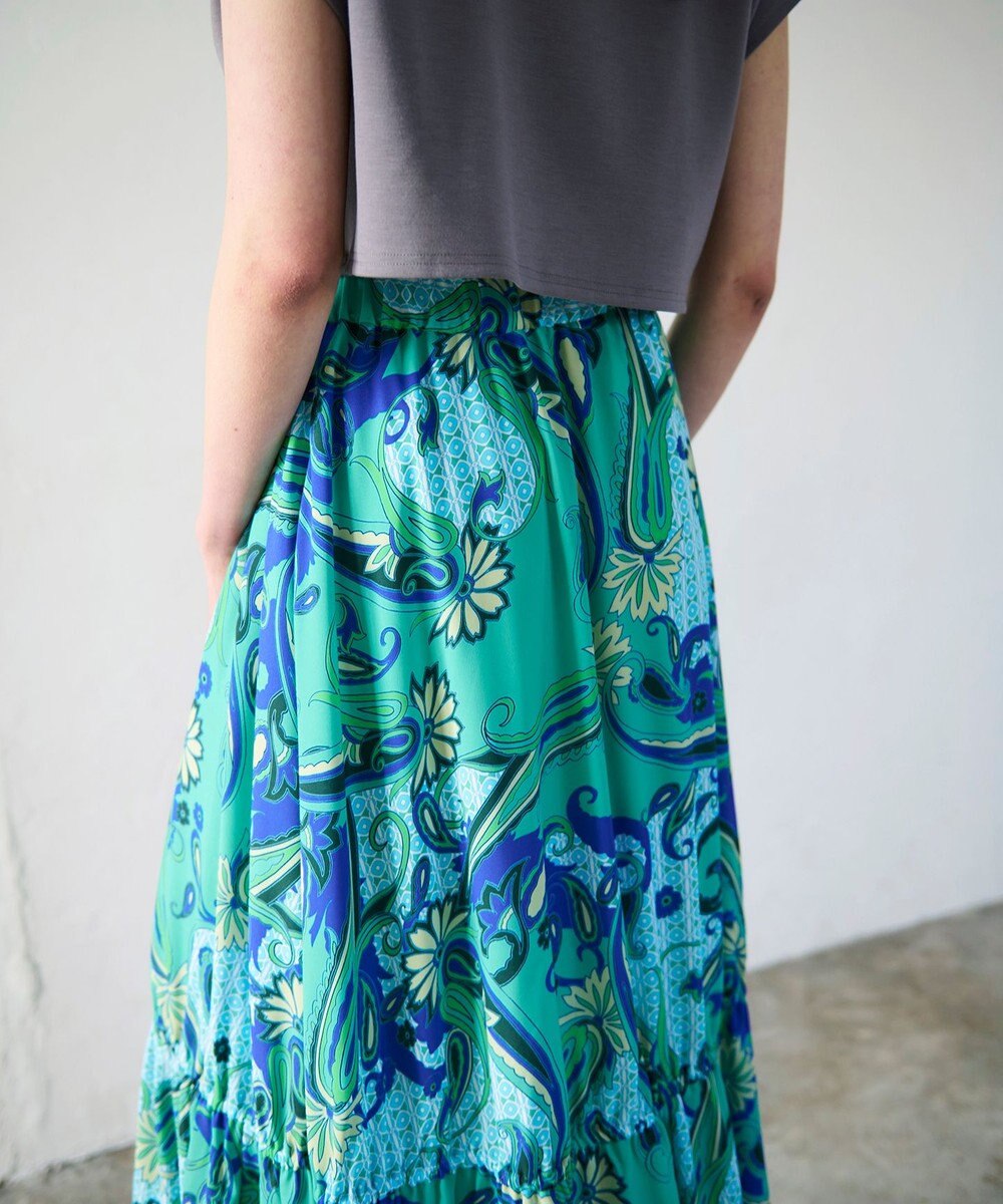 GRACE CONTINENTAL ペイズリープリントギャザスカート 