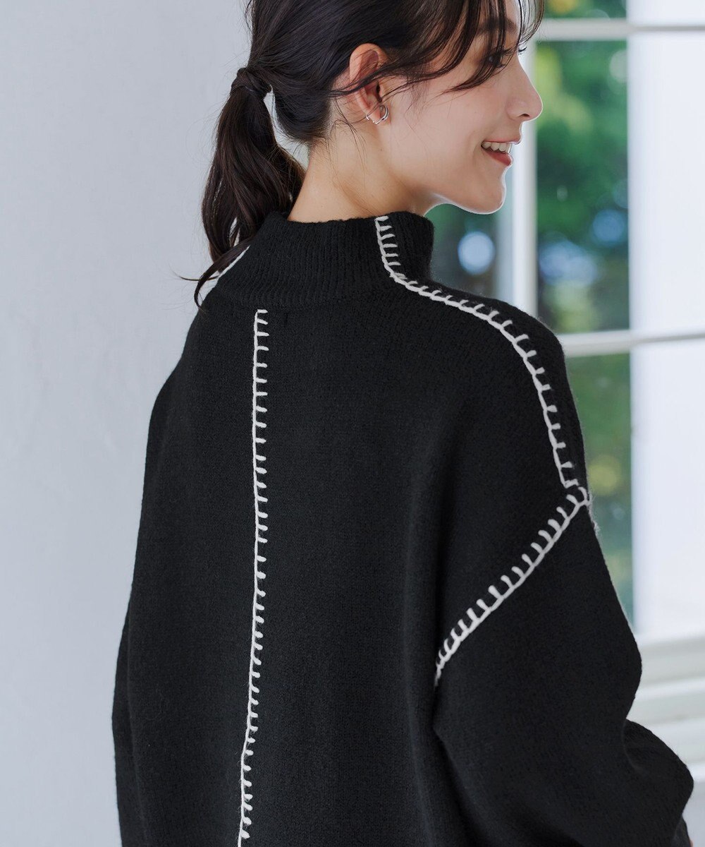 Tiaclasse 【洗える】配色ハンドステッチプルオーバー 