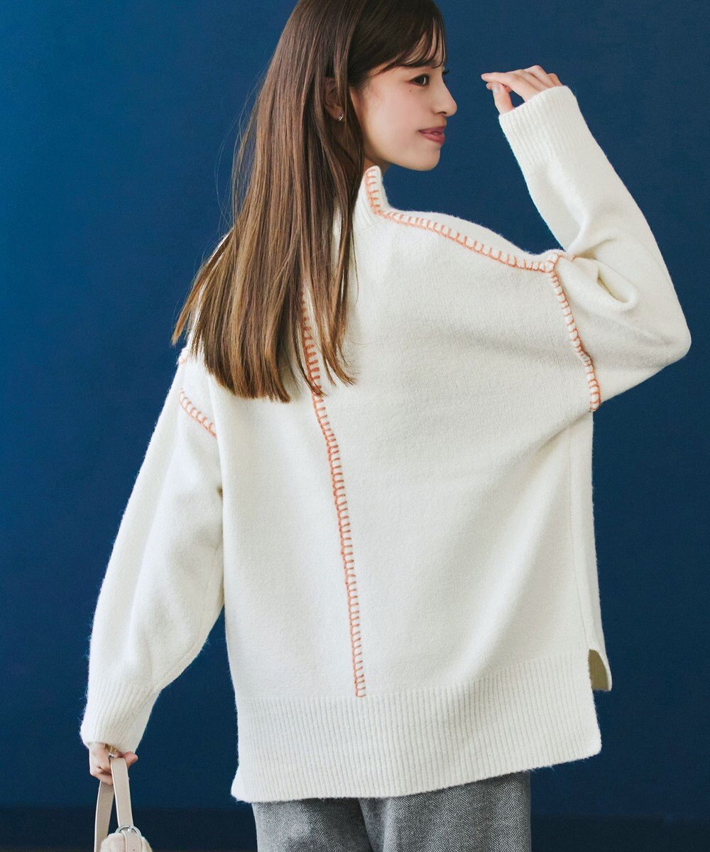 Tiaclasse 【洗える】配色ハンドステッチプルオーバー 