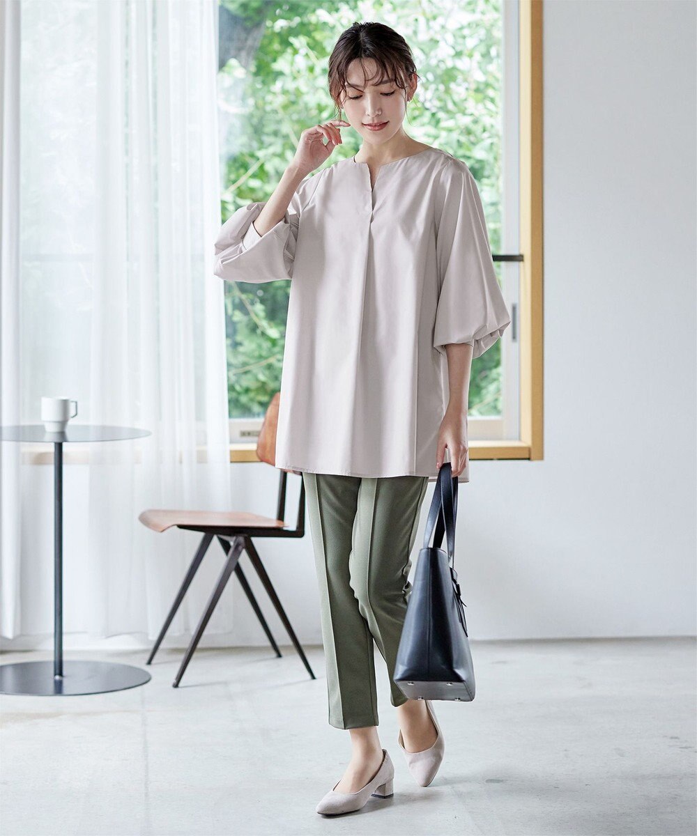 Tiaclasse 【洗える】パフスリーブチュニックブラウス 