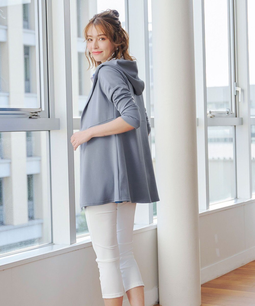 Tiaclasse L 【洗える】ポンチフードカーディガン 