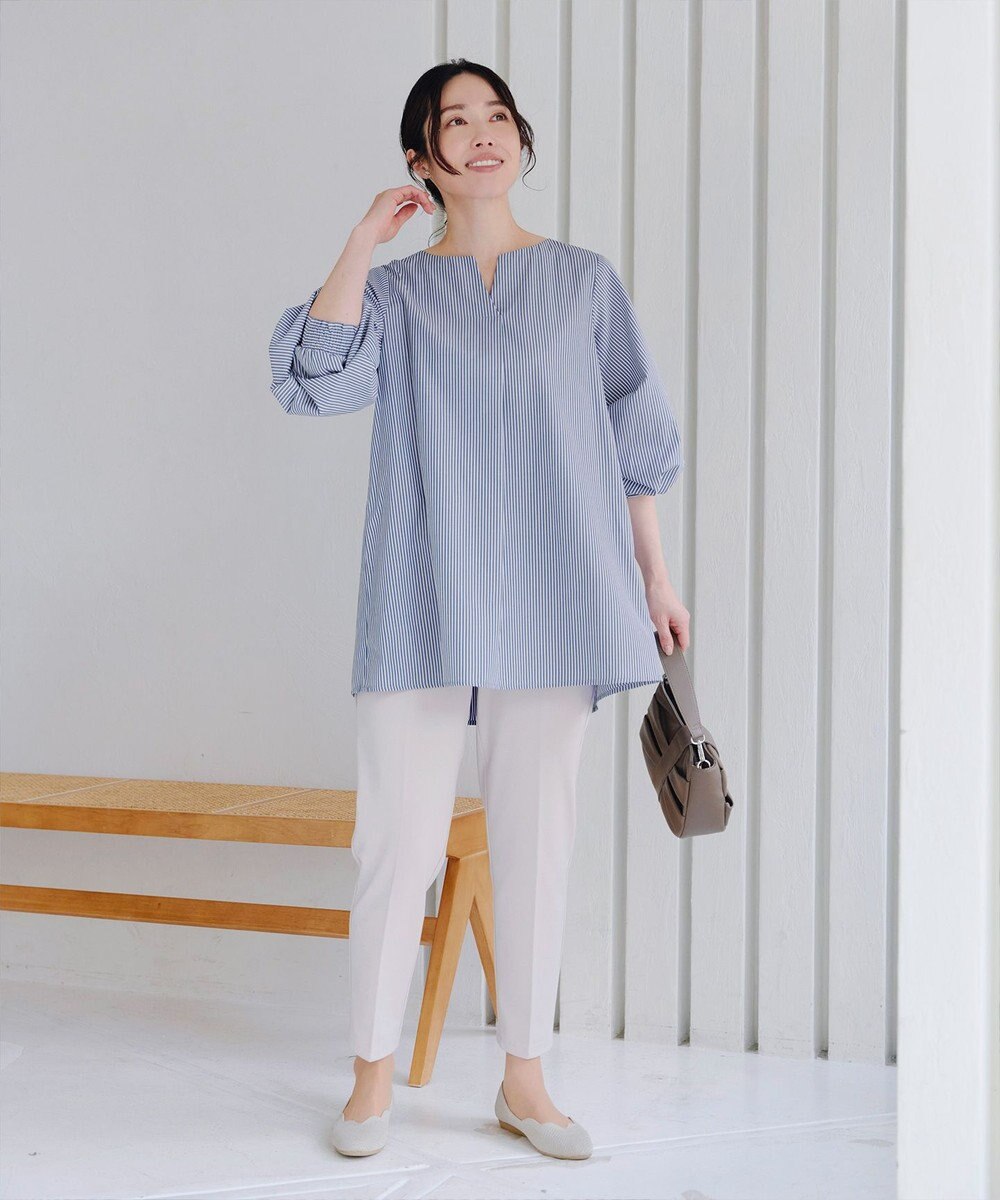 Tiaclasse 【洗える】パフスリーブチュニックブラウス 