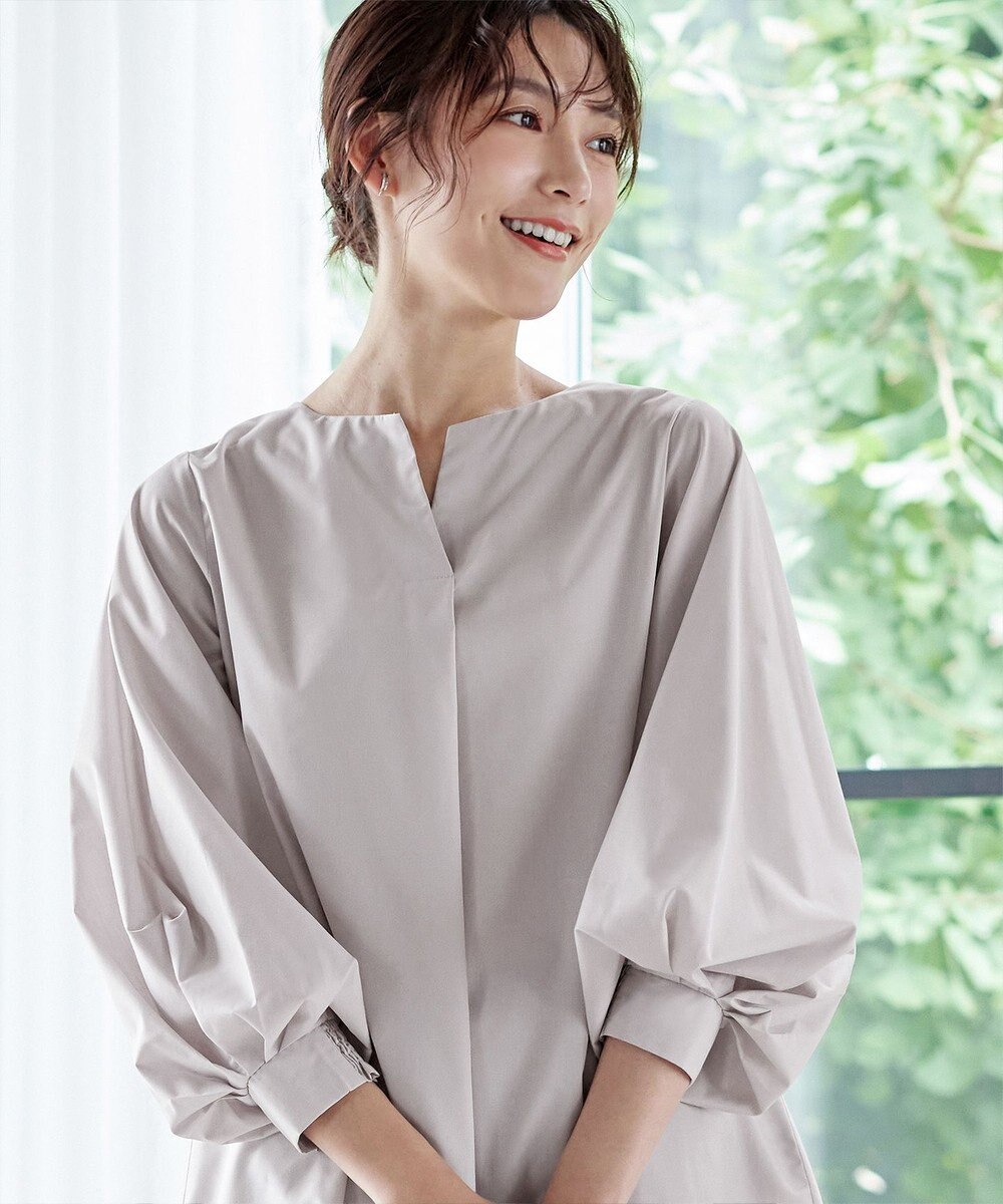 Tiaclasse 【洗える】パフスリーブチュニックブラウス 