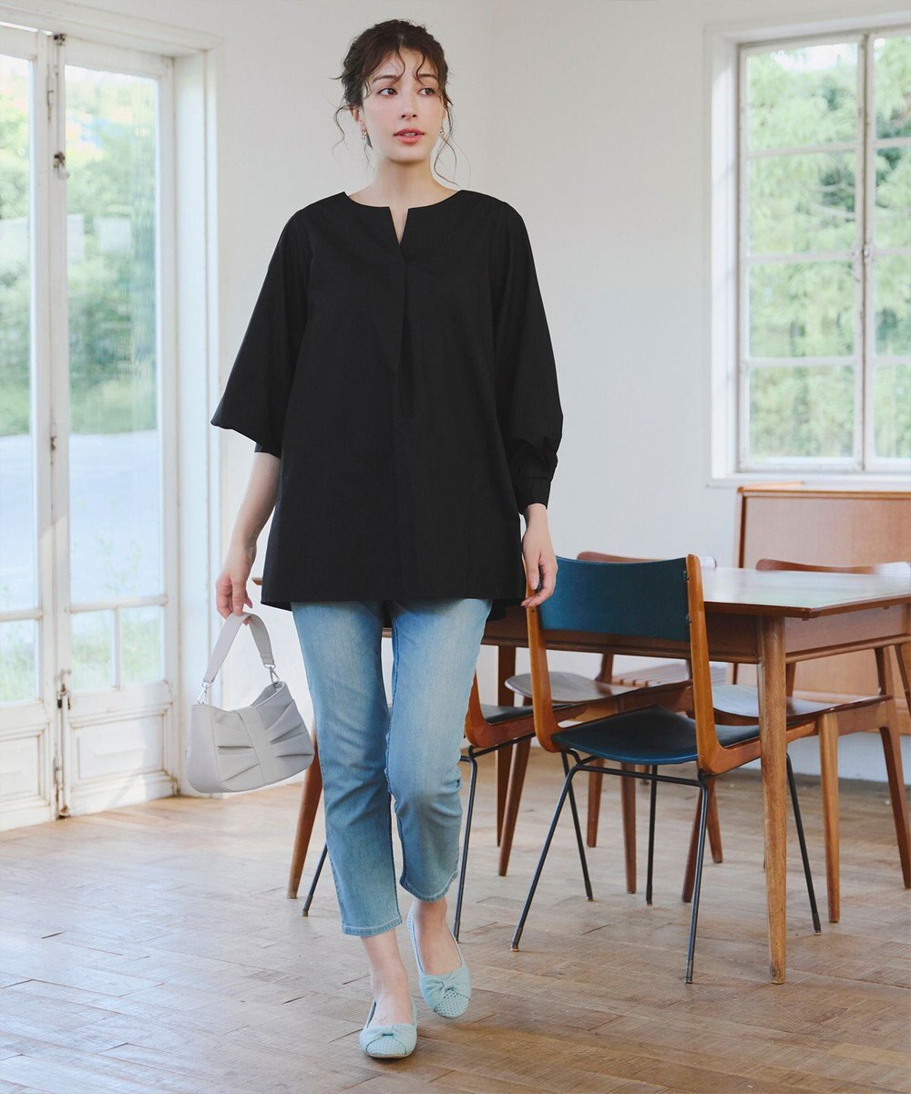 Tiaclasse 【洗える】パフスリーブチュニックブラウス 