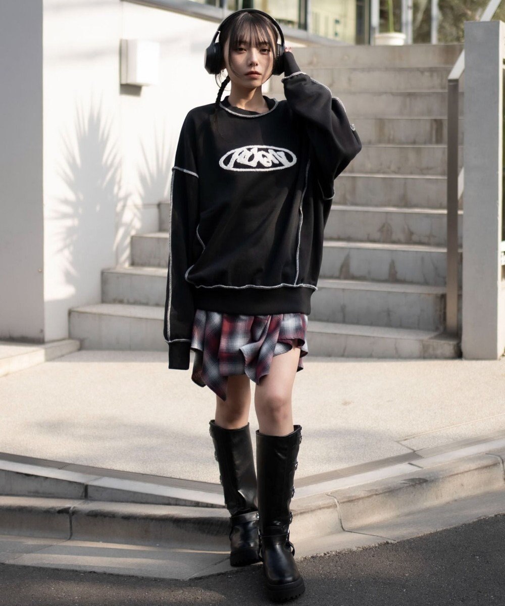 WEGO 【ユニセックス着用ITEM】ショートカラーステッチサガラロゴプルオーバー 