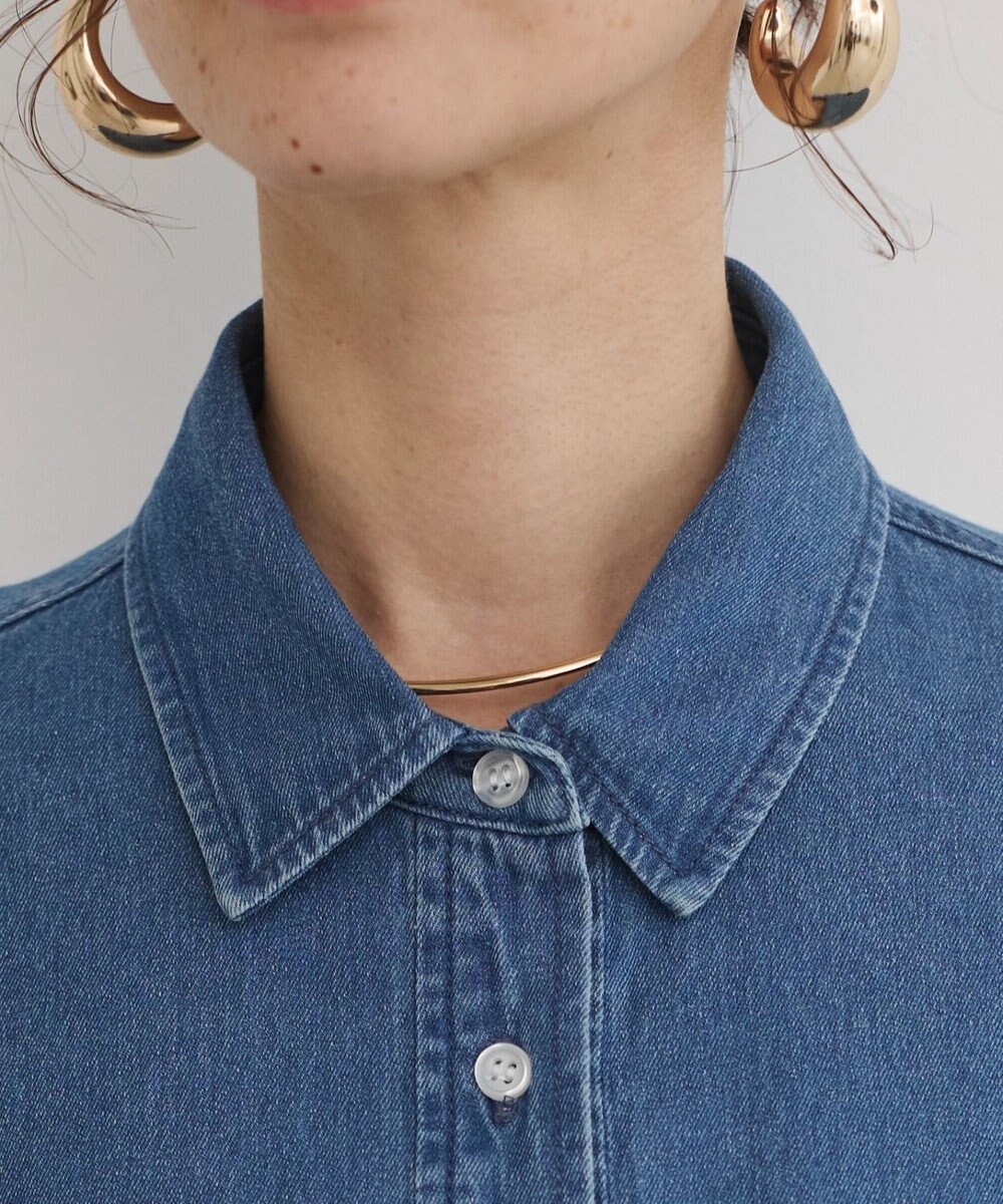 WEGO 【ANGIE VINTAGE】襟が選べる デニム プルオーバー シャツ（バンドカラー/レギュラー） 