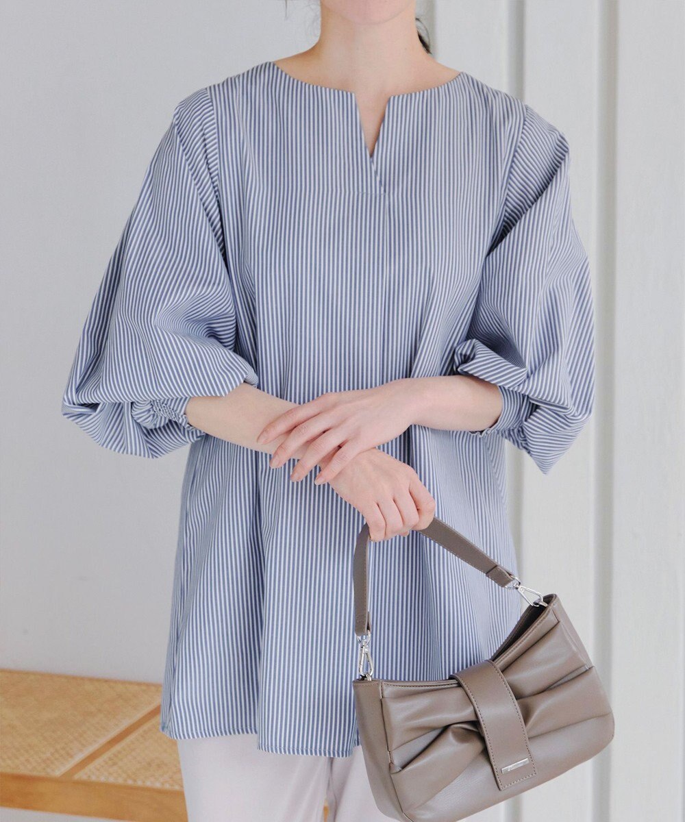 Tiaclasse 【洗える】パフスリーブチュニックブラウス 