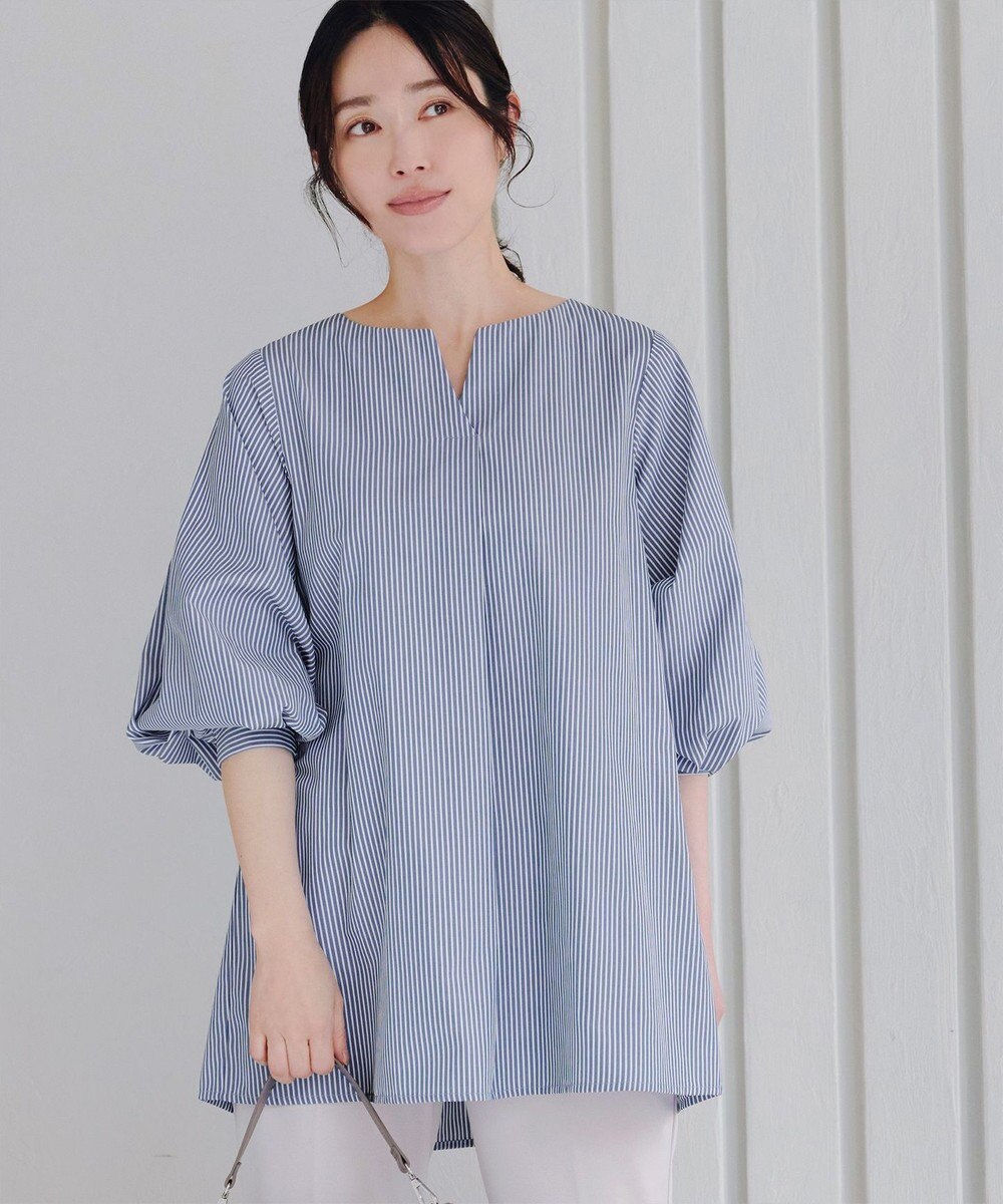 Tiaclasse 【洗える】パフスリーブチュニックブラウス 