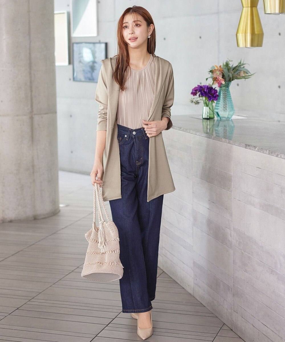 Tiaclasse L 【洗える】ポンチフードカーディガン 