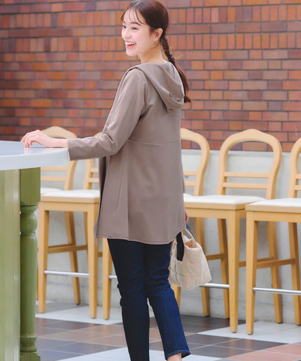 Tiaclasse L 【洗える】ポンチフードカーディガン 