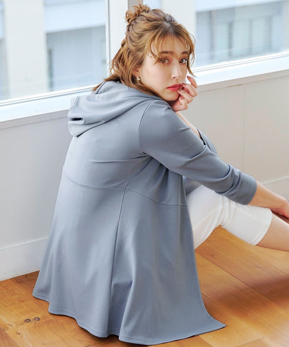 Tiaclasse L 【洗える】ポンチフードカーディガン 