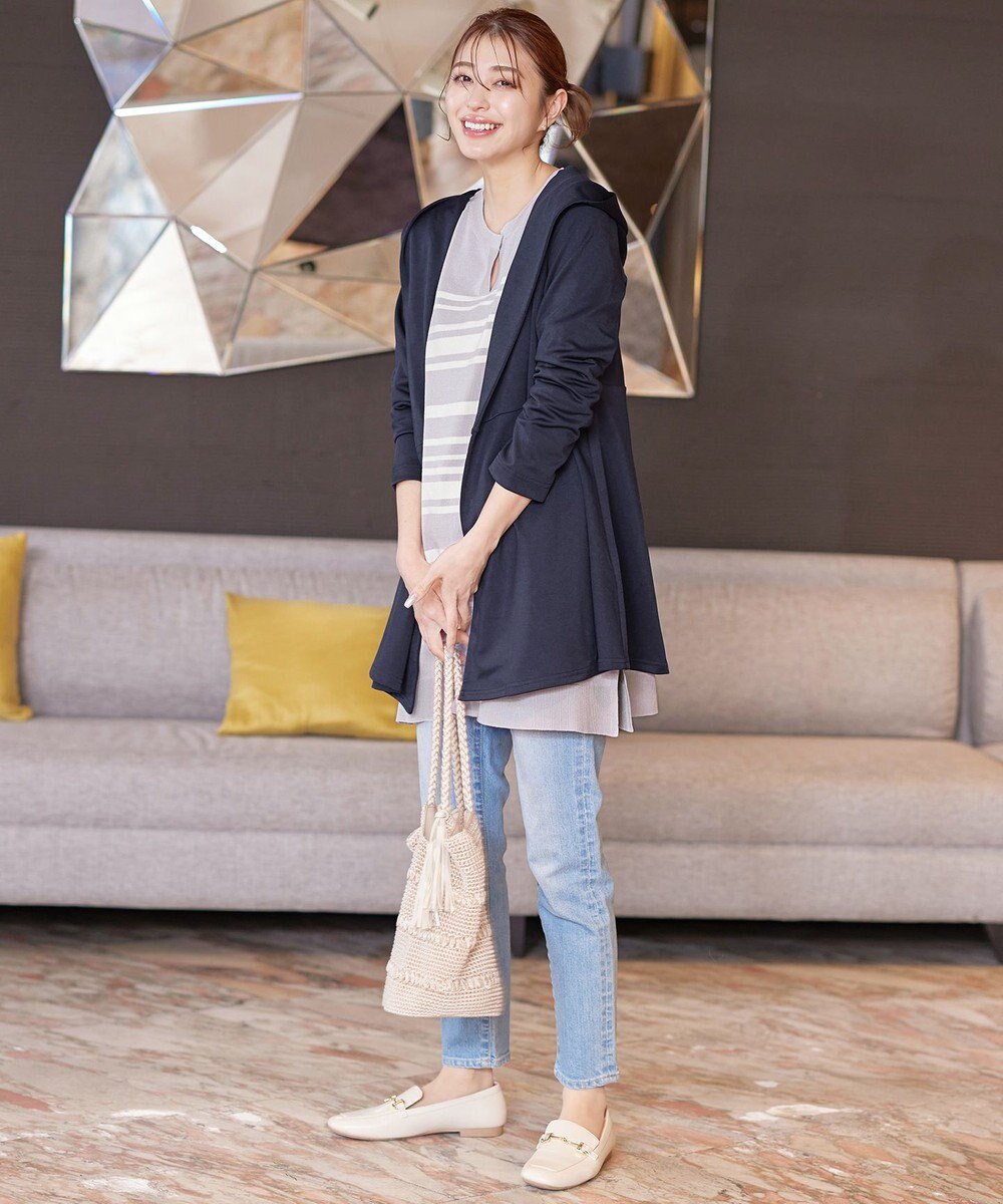 Tiaclasse L 【洗える】ポンチフードカーディガン 