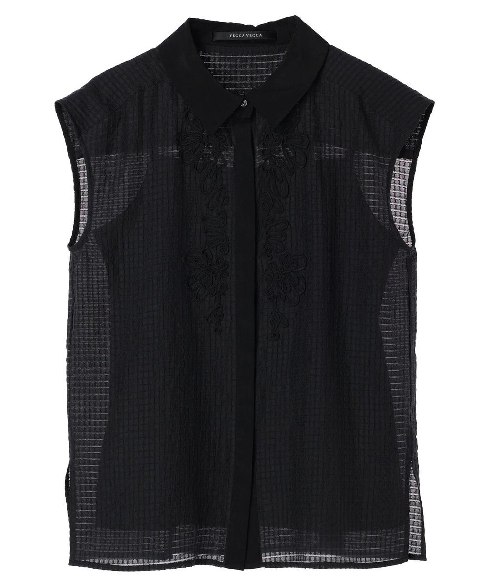 YECCA VECCA コード刺繍シアーブラウス 