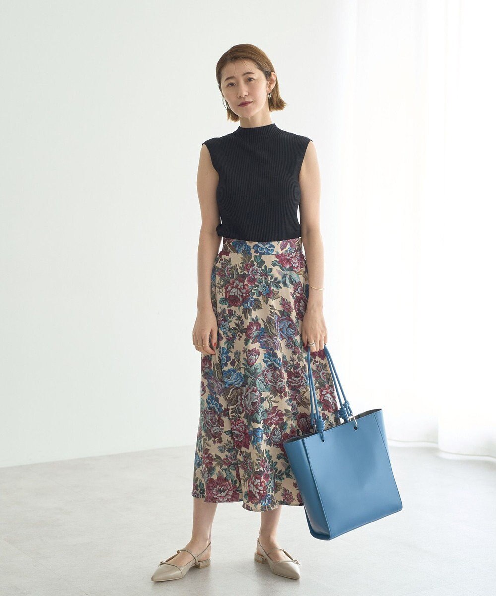 YECCA VECCA ゴブラン柄フレアスカート 