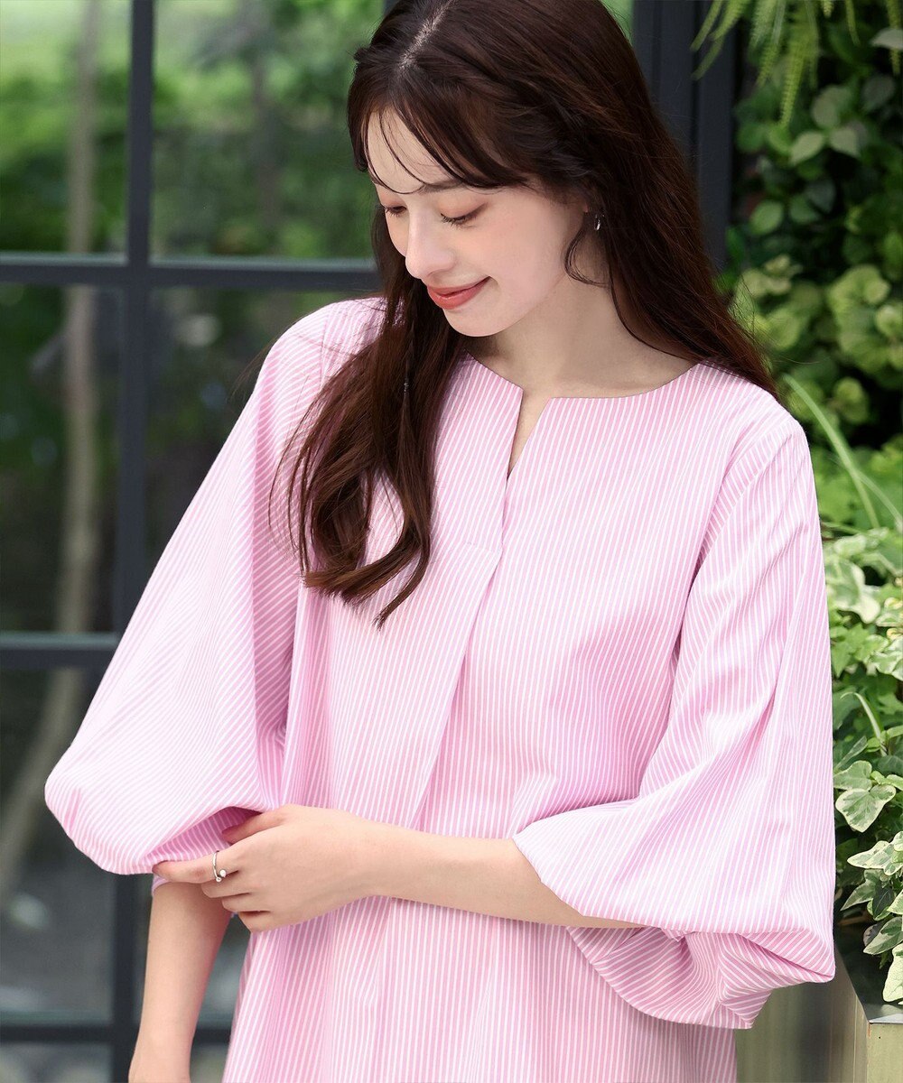 Tiaclasse 【洗える】パフスリーブチュニックブラウス 