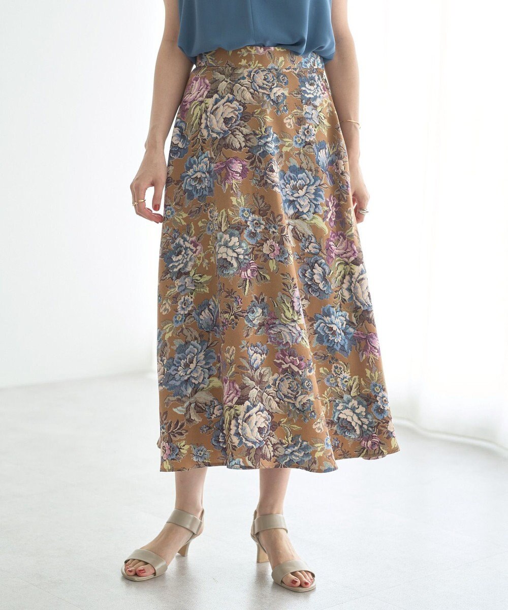 YECCA VECCA ゴブラン柄フレアスカート 