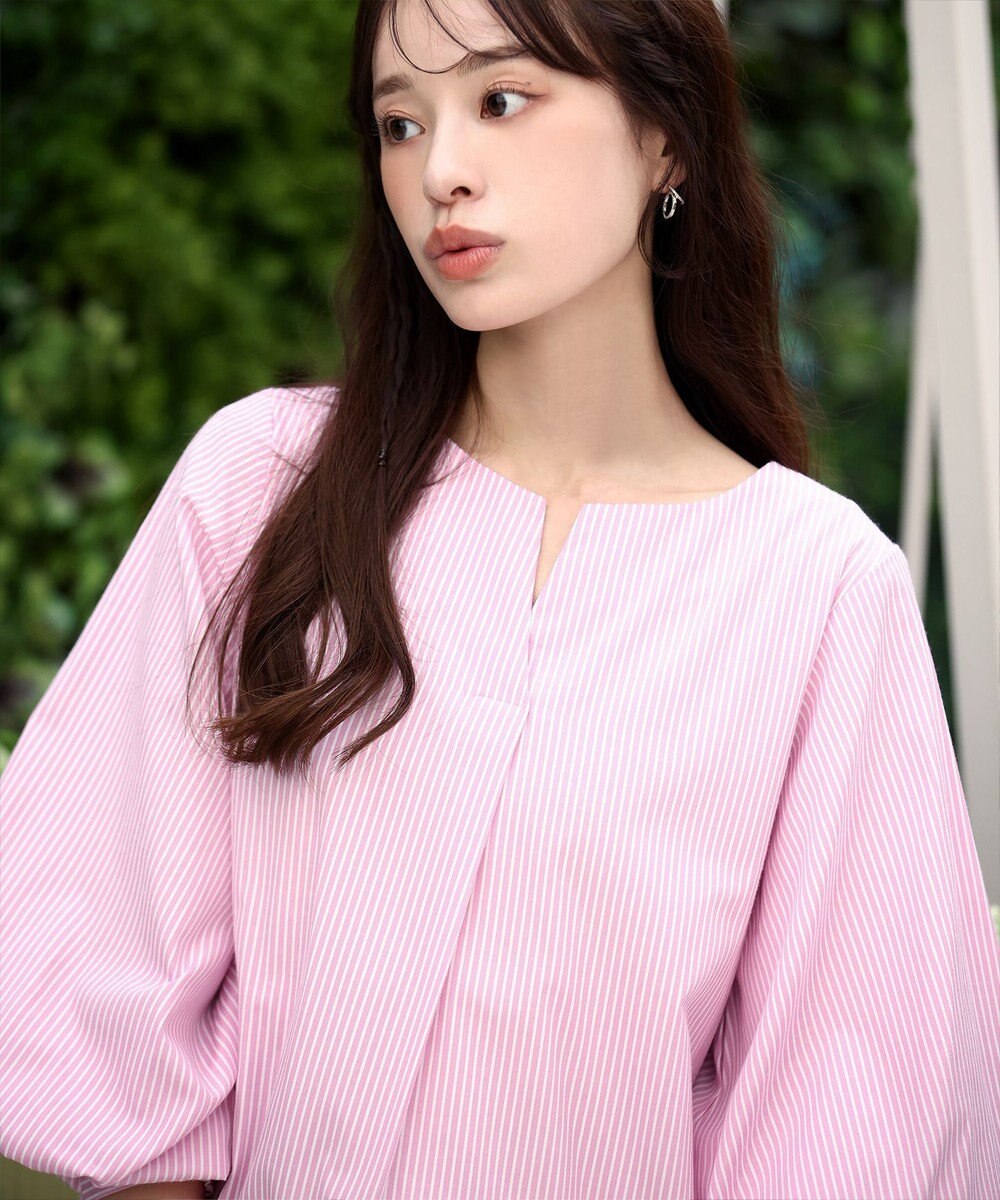 Tiaclasse 【洗える】パフスリーブチュニックブラウス 