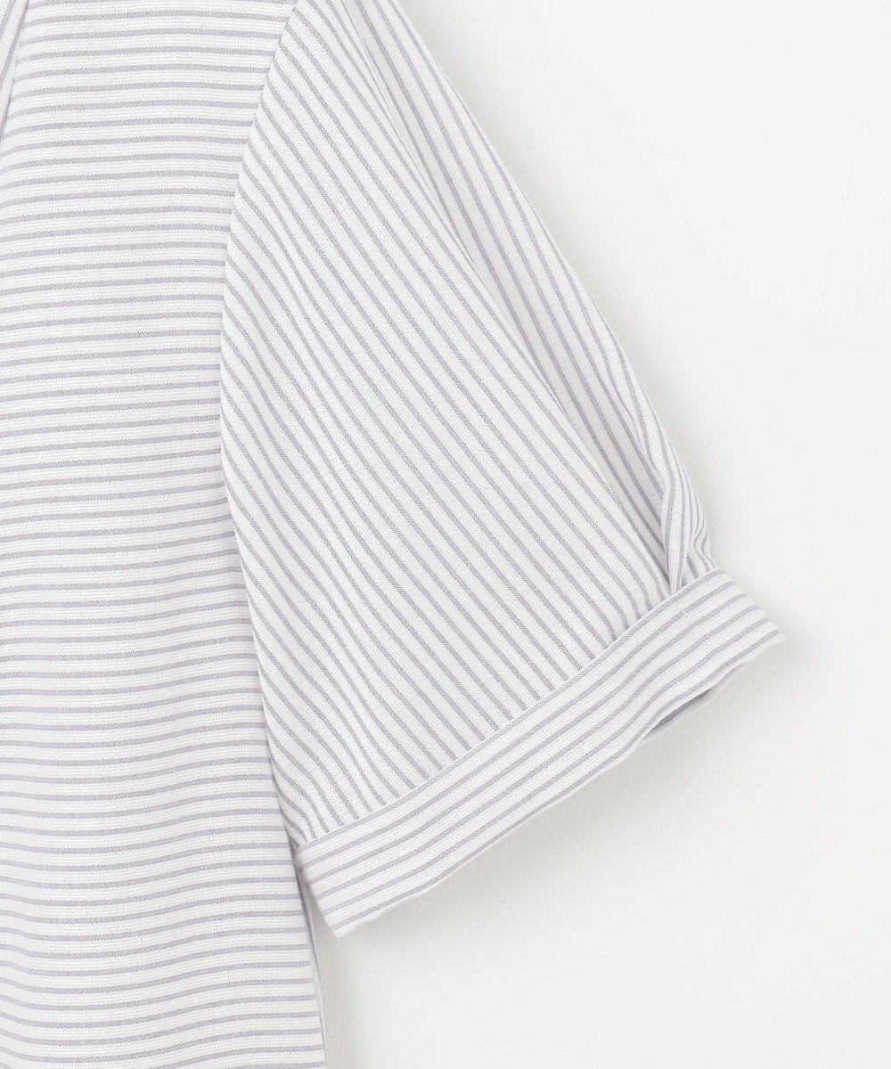 J.PRESS LADIES S 【洗える】ドビー強撚ストライプ 前開き ブラウス 