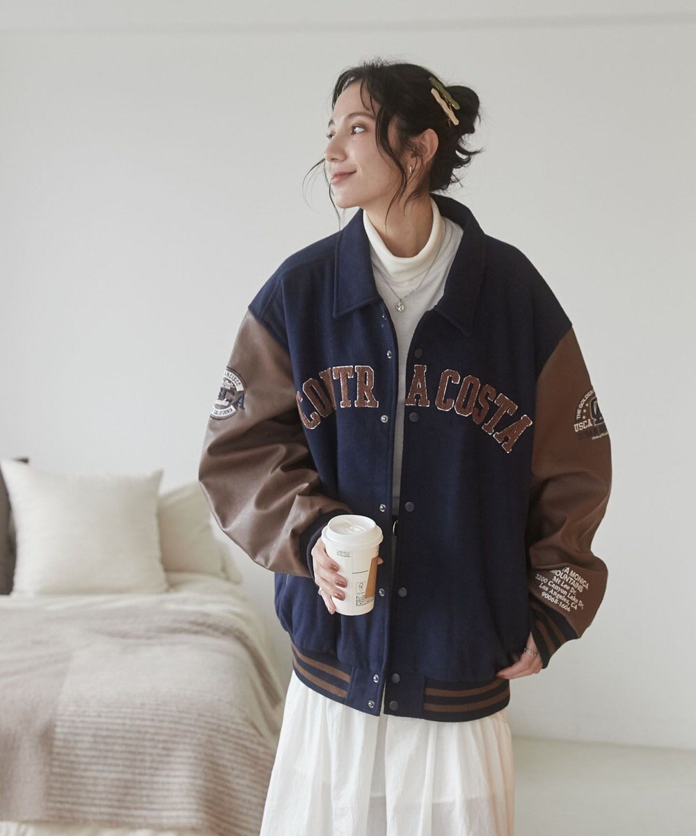 WEGO 【ユニセックス着用ITEM/SMLサイズ展開】メルトンワッペンスタジャン 