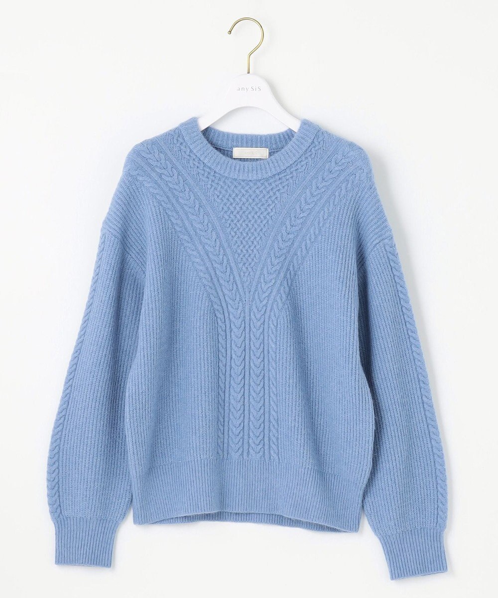 ANY SIS 【洗える】フロントケーブルポイントアンゴラブレンド ニット 