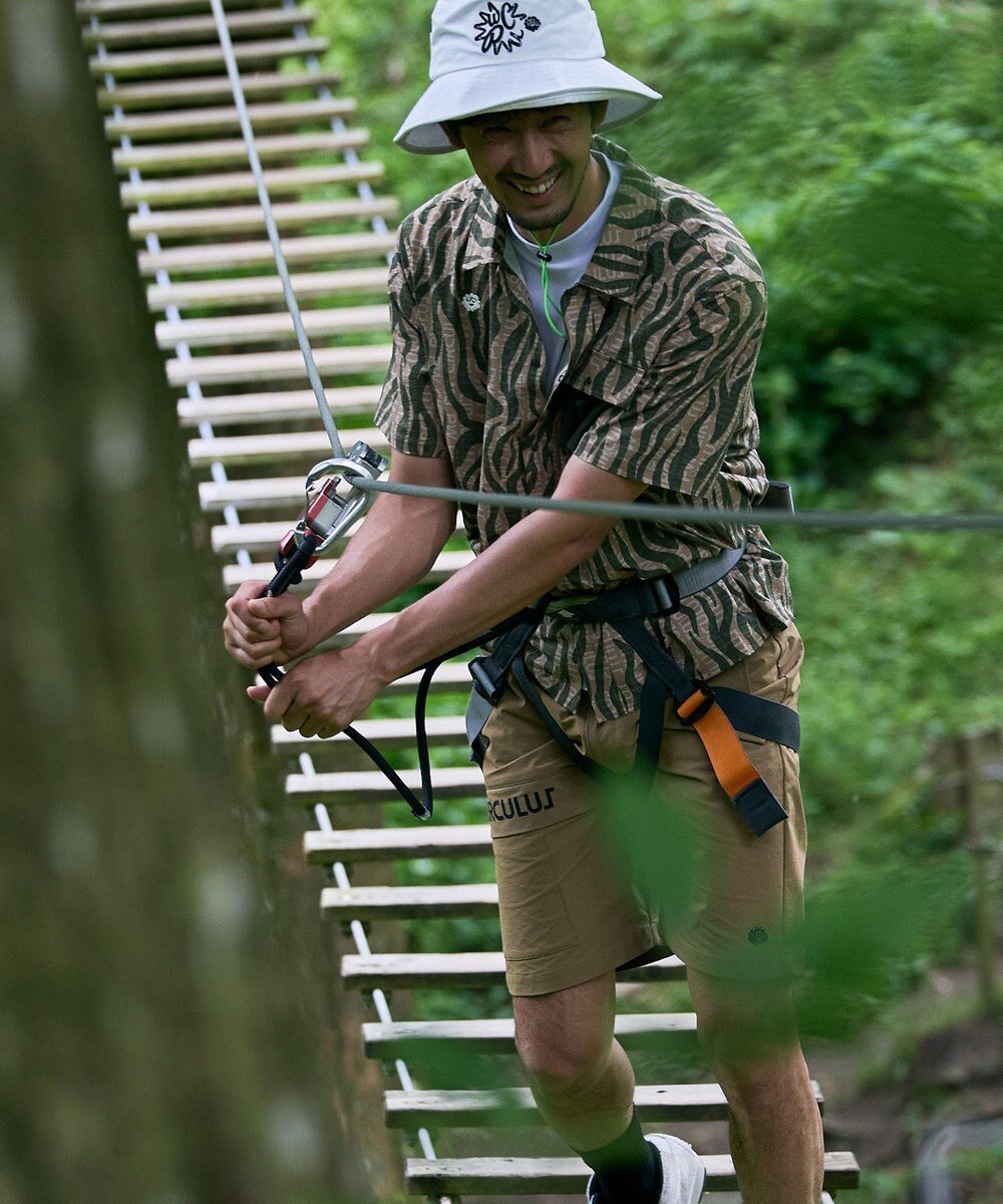 PW CIRCULUS 【MEN】ストライプカモフラ メッシュポケットシャツ ゴルフ 