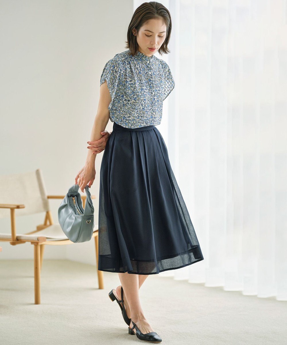 組曲 L フラワーレイヤープリント ブラウス 