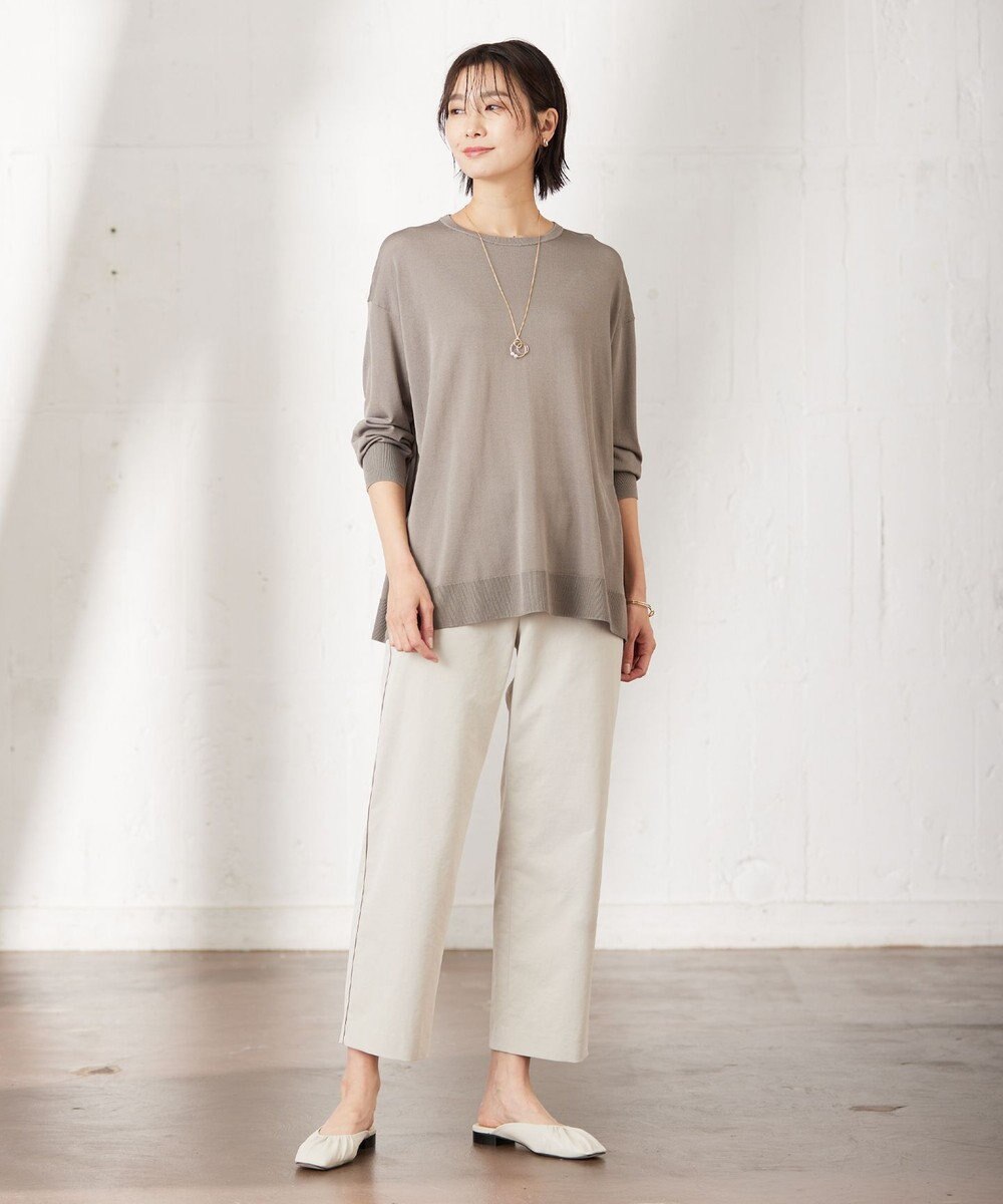 J.PRESS LADIES L 【洗える】 シルキーレーヨンストレッチ オーバーサイズ ニット 