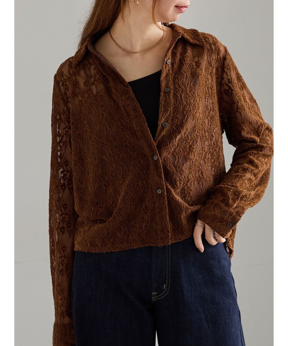 Te chichi 起毛レースシャツ 