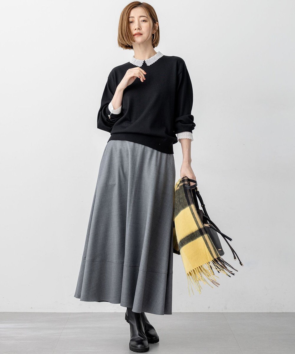 23区 【CLASSY.掲載/洗える】エンブロイダリー ジオメトリックレースコンビ ニット 