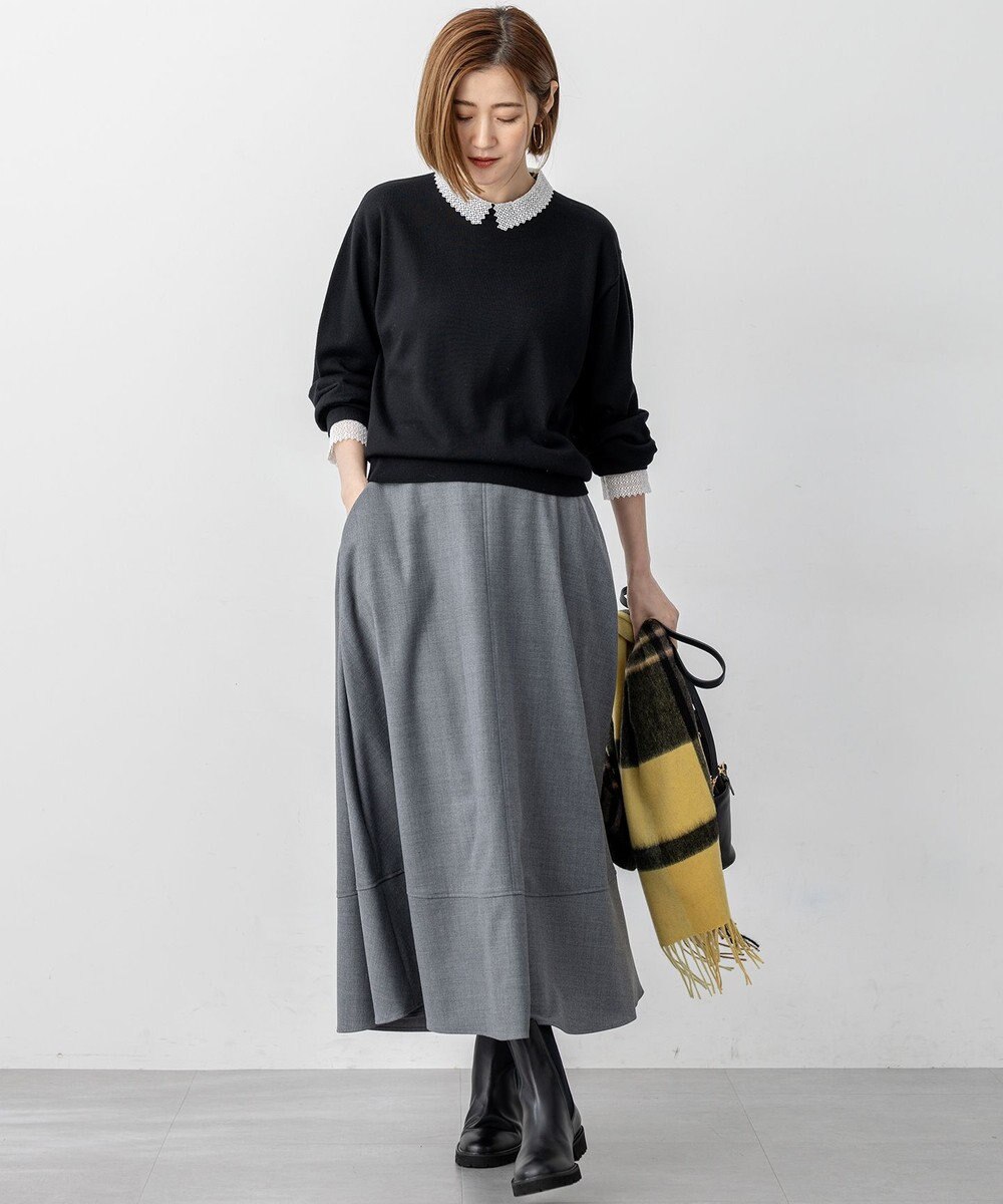 23区 【CLASSY.掲載/洗える】エンブロイダリー ジオメトリックレースコンビ ニット 