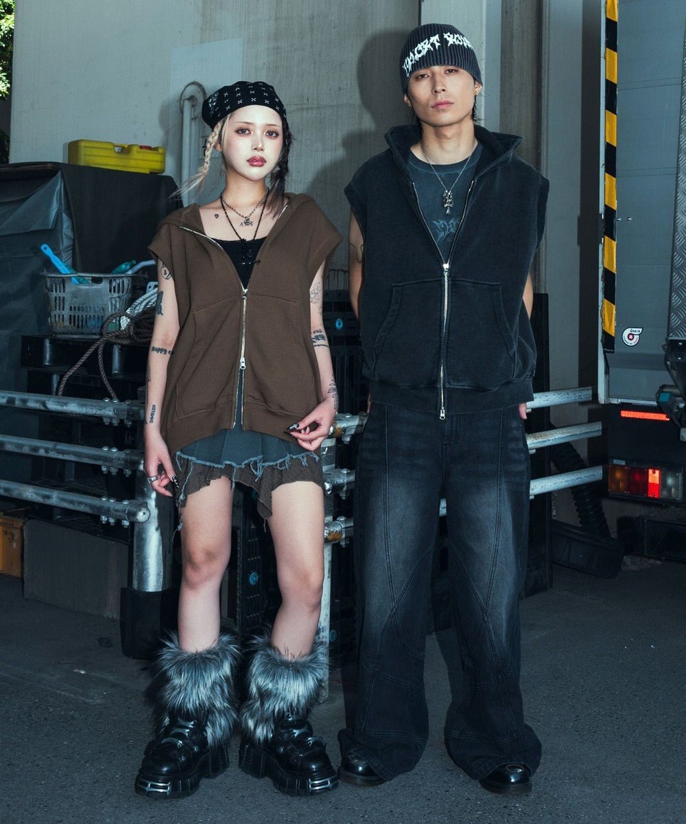 WEGO 【ユニセックス着用ITEM】ショートノースリーブZIPパーカー 