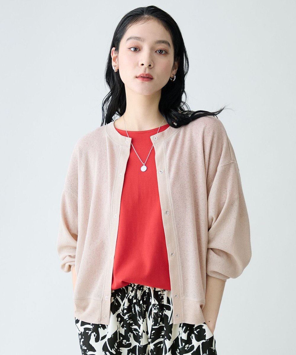 ANY シアーワッフルカーディガン 