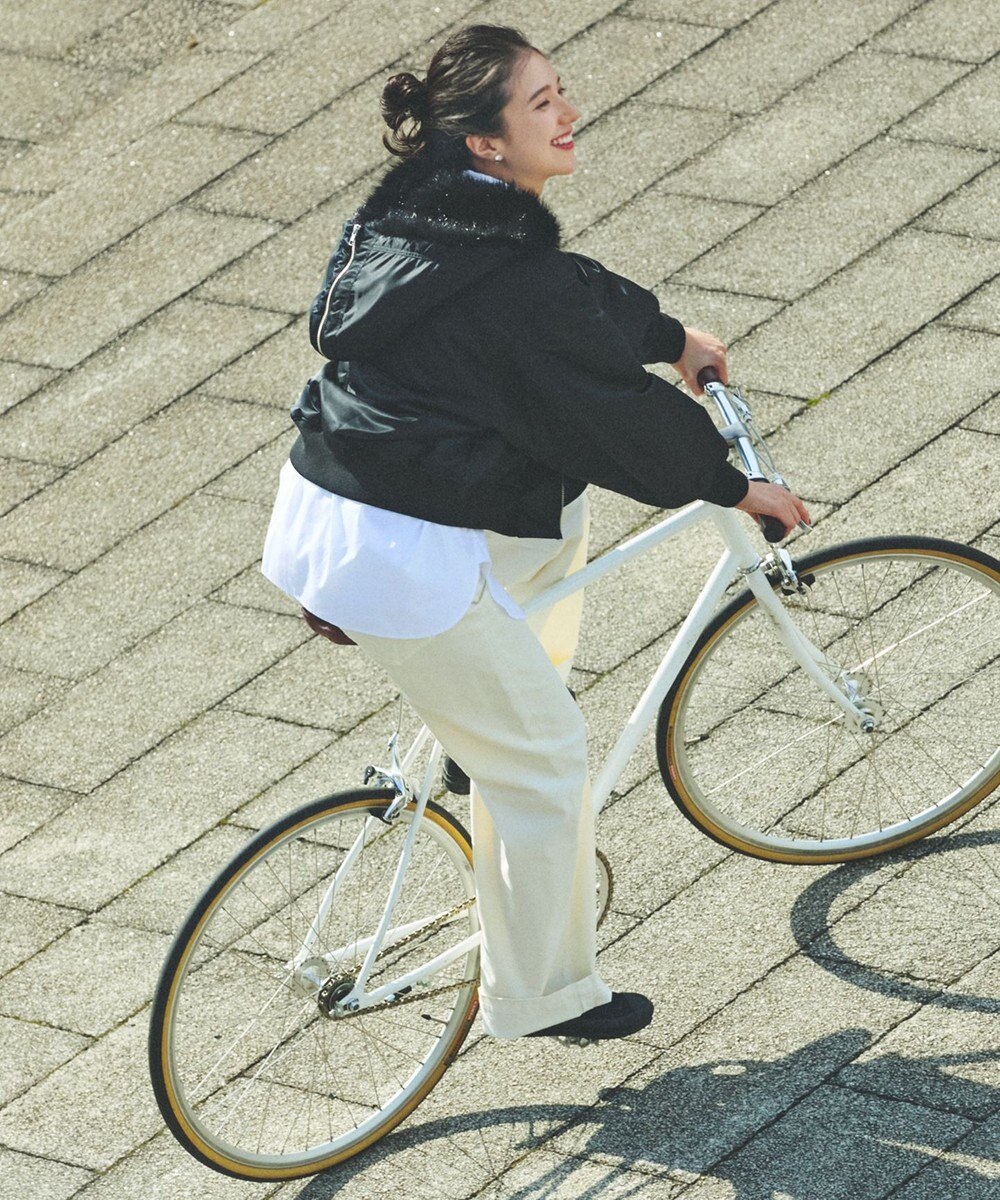 23区 S 【洗える】23区DENIM ベルベットストレッチ ワイドパンツ 