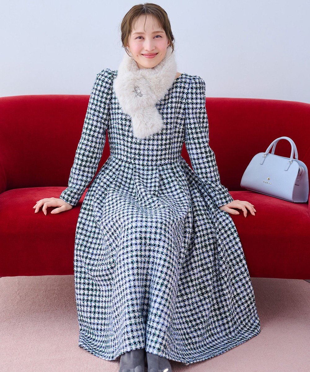 TOCCA 【百田夏菜子さん着用】【消臭】FROSTED CHECK TWEED ドレス 