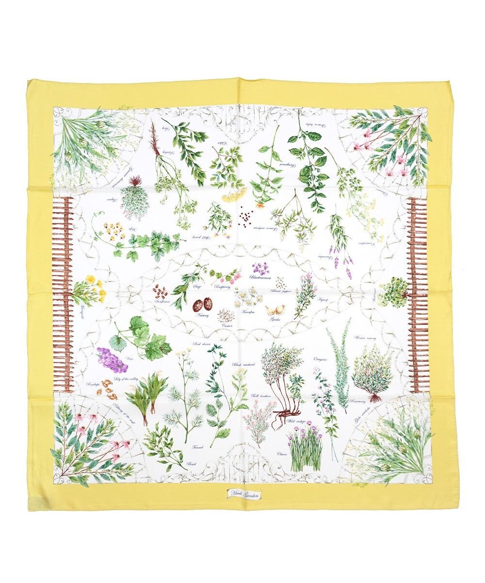 Marca ＜春の新色！＞【伝統横濱スカーフ】ハーブガーデン 大判 シルクツイル スカーフ 