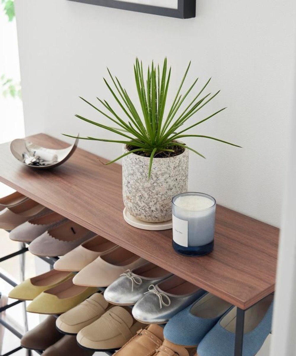 tower 天板付きシューズラック タワー 5段 キャスター付 W90 ブラック 