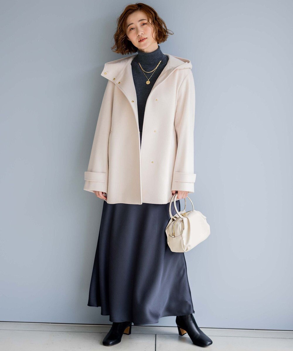 23区 ウールカシミヤビーバー フード付き ショートコート 