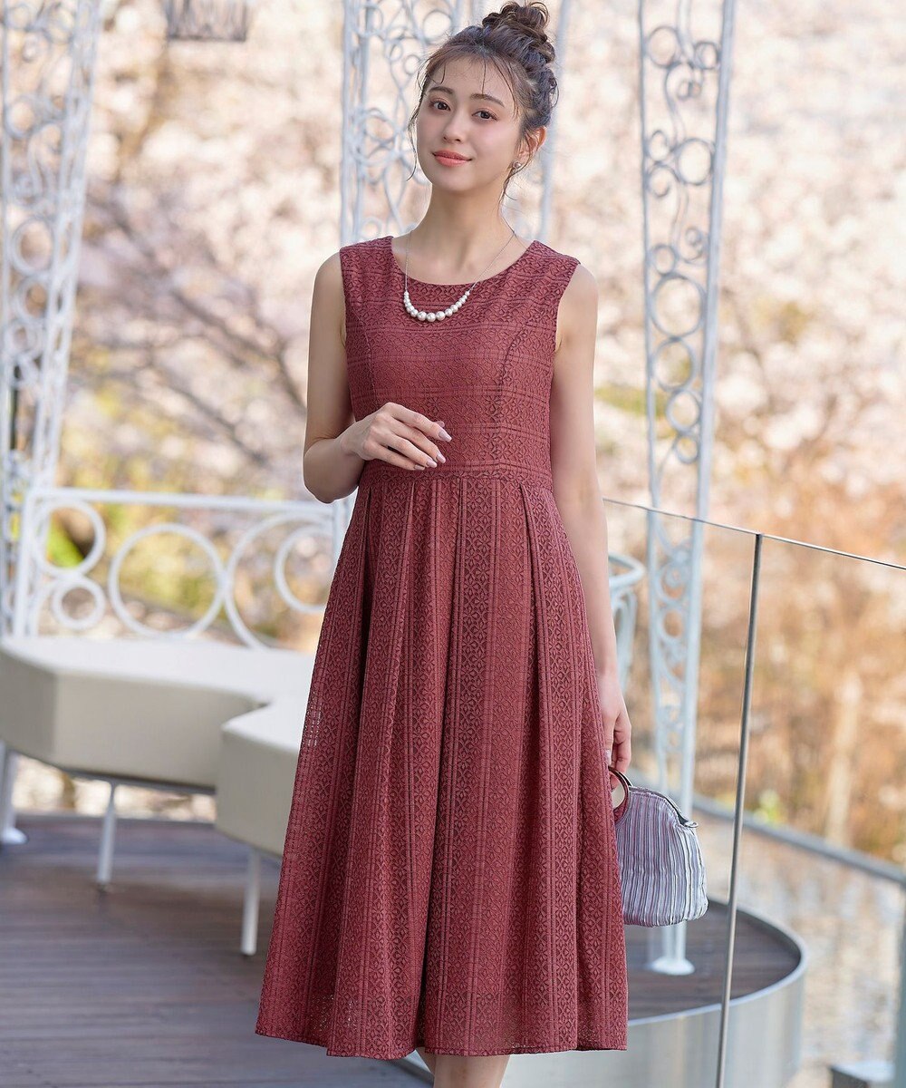 Tiaclasse 【新色追加・洗える】大人上品な総レースワンピース 