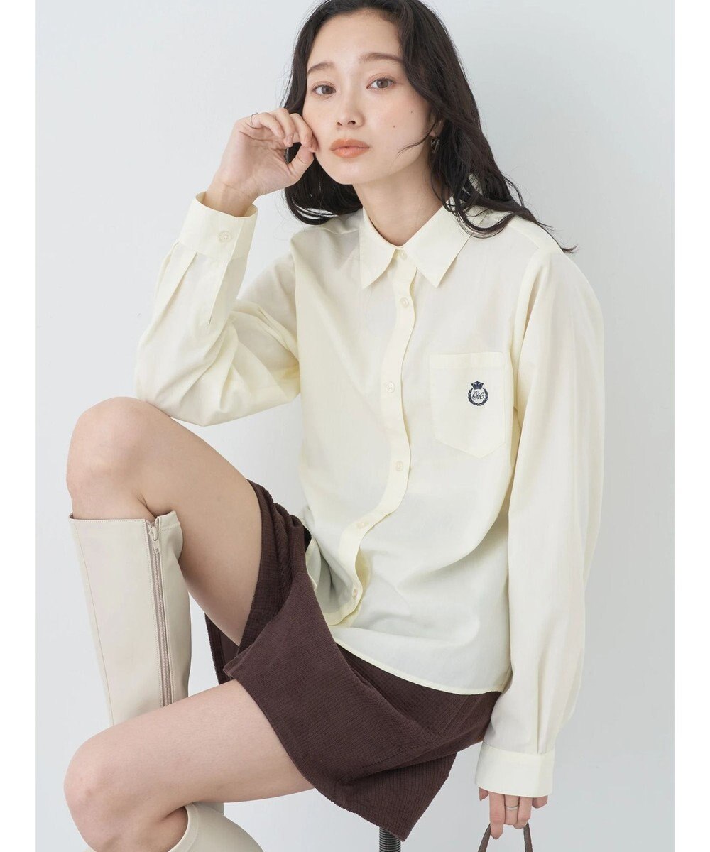 earth music&ecology ロゴ刺繍シャツ 