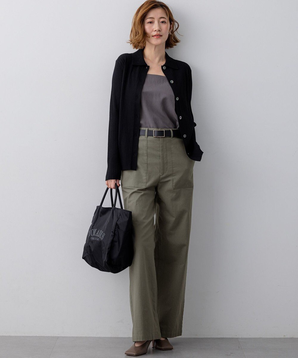 23区 【先行予約】ワイドリブ ポロニット カーディガン 