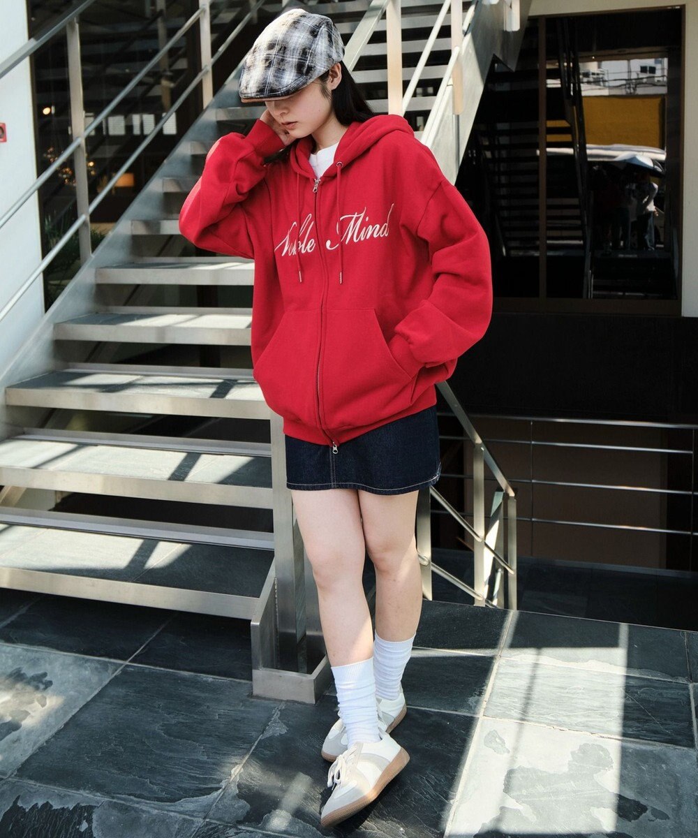 WEGO 【25年秋冬新作/ユニセックス着用ITEM/SMLサイズ展開】グラフィックロゴダブルZIPパーカー 