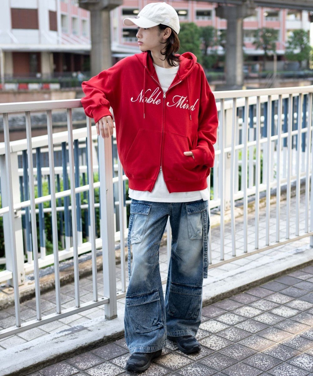 WEGO 【25年秋冬新作/ユニセックス着用ITEM/SMLサイズ展開】グラフィックロゴダブルZIPパーカー 