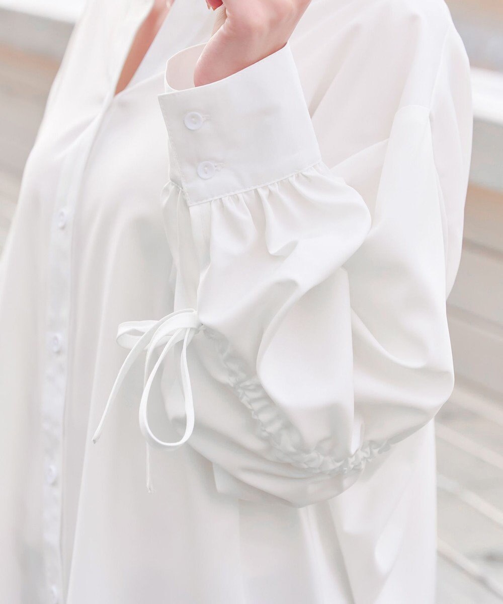 Tiaclasse 【洗える】ドロストギャザー袖シャツチュニック 