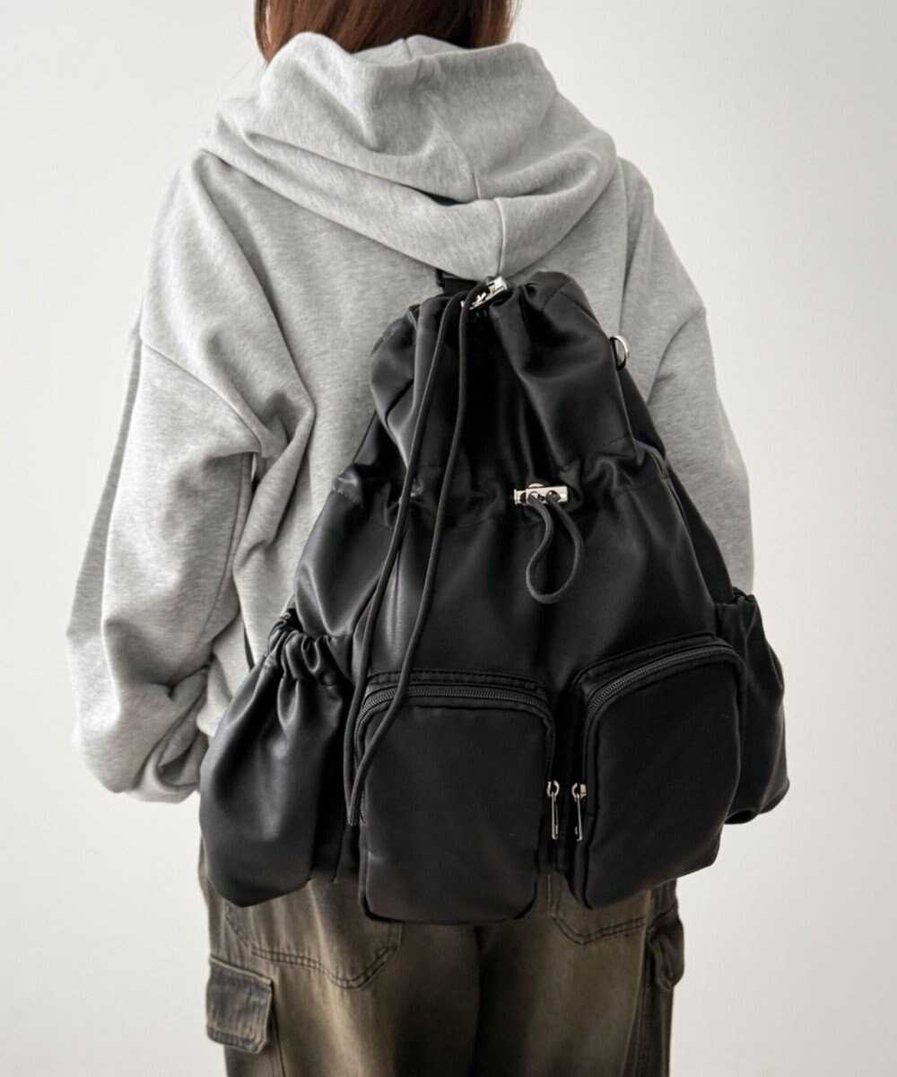 WEGO 【ユニセックス着用ITEM】2ポケットPUドロストナップサック 