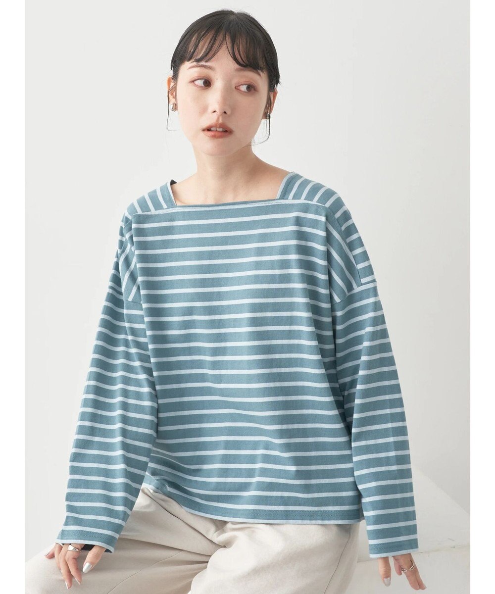 earth music&ecology スクエアボーダープルオーバー 