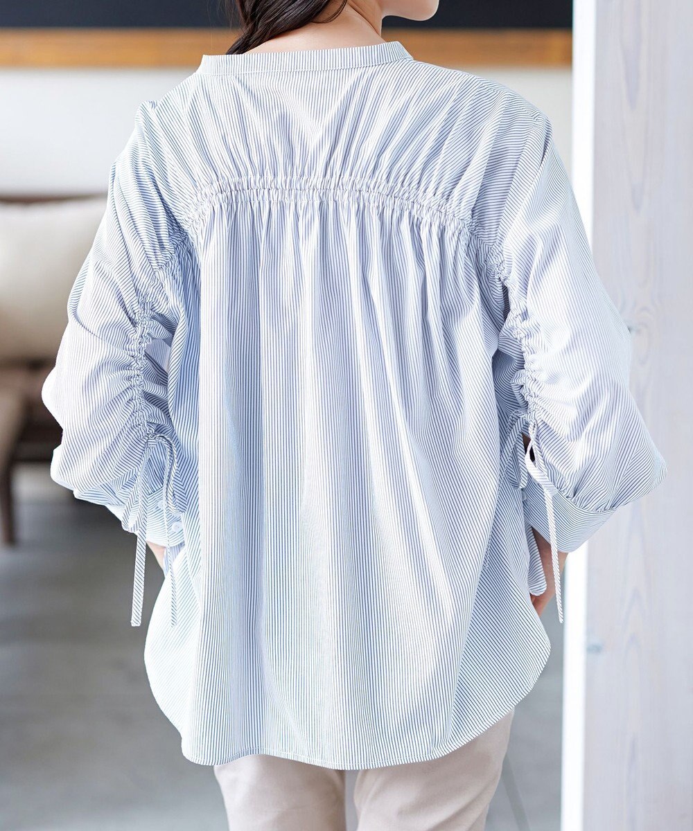 Tiaclasse 【洗える】ドロストギャザー袖シャツチュニック 