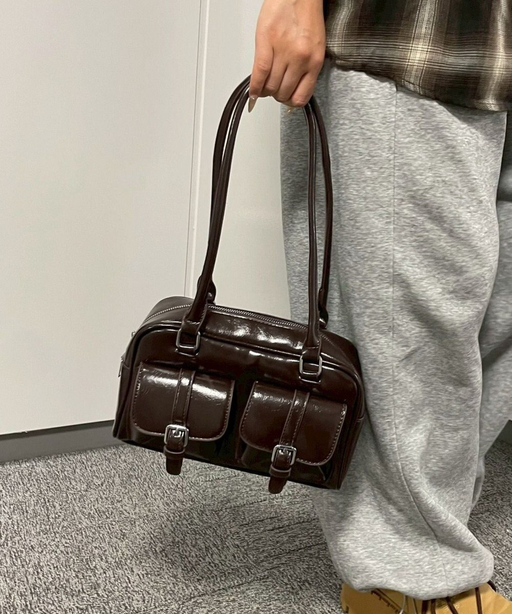 WEGO ベルト2ポケットデザインボストンバッグ 