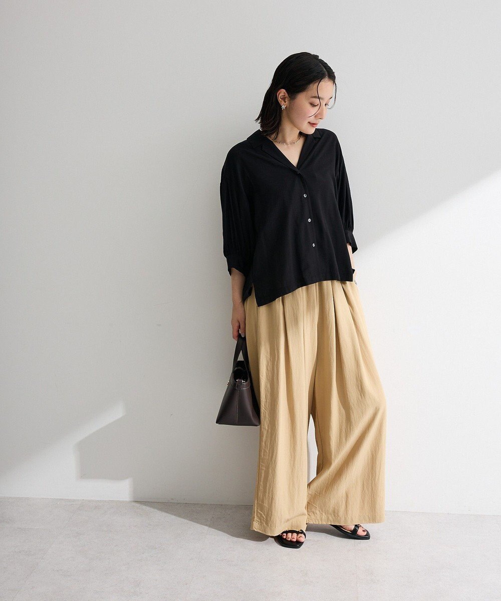 Green Parks 接触冷感シルキータッチローンオープンカラーシャツ 